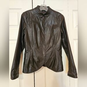 Tahari Dark Brown Leather Jacket
